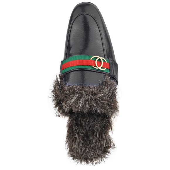 Mens Manmade Leather EEL Print Comfortable Fur Lining Slip On Party Mules main image 4